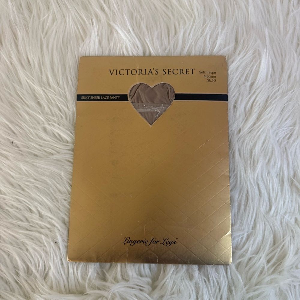 Victoria's Secret Gold silky sheer lace panty Lingerie Packaging soft taupe M - Picture 1 of 4